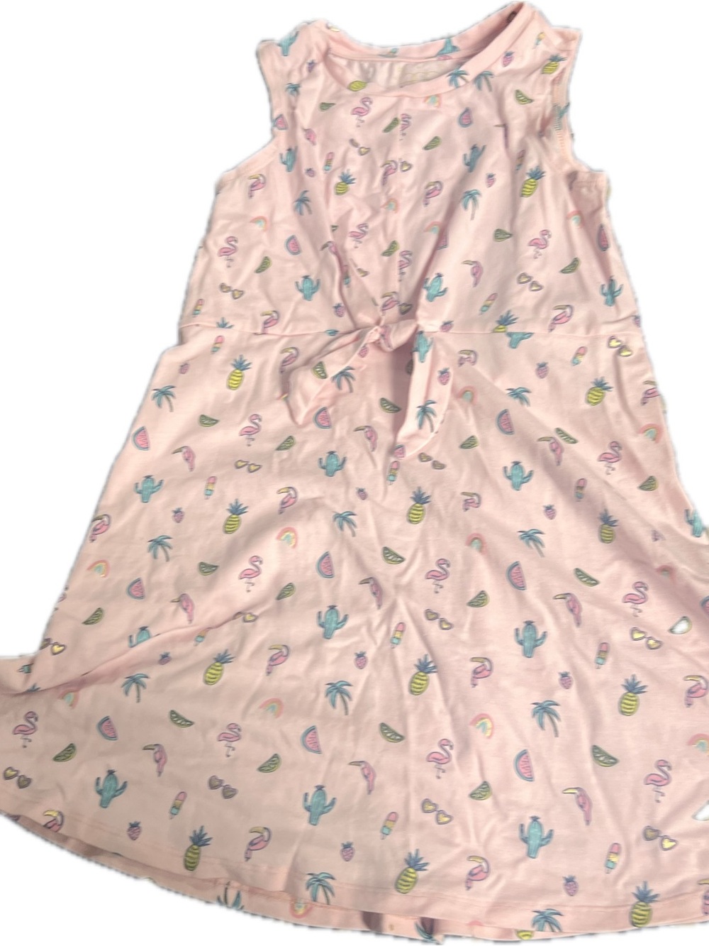EGG New York Girls Pink Tropical Print Tie Front Dress Size 6
